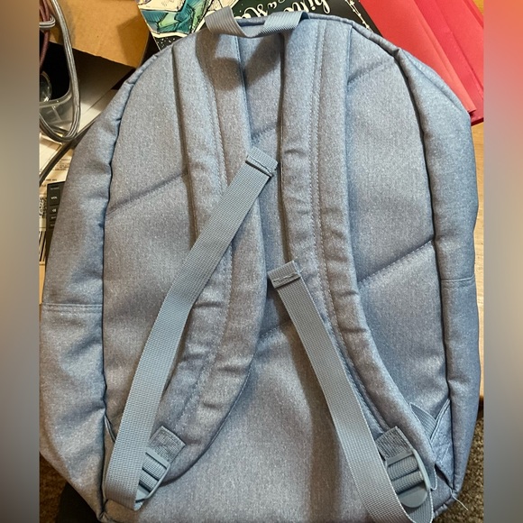 Walt Disney Pictures light blue embroidered and screen art laptop backpack. - Picture 2 of 11